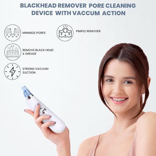 4 In 1 Multi-Function Blackhead Whitehead Remover Device Facial Cleansing Tool ,Skin Cleaner,Pimple Removal Tool,For Men & Women(White)