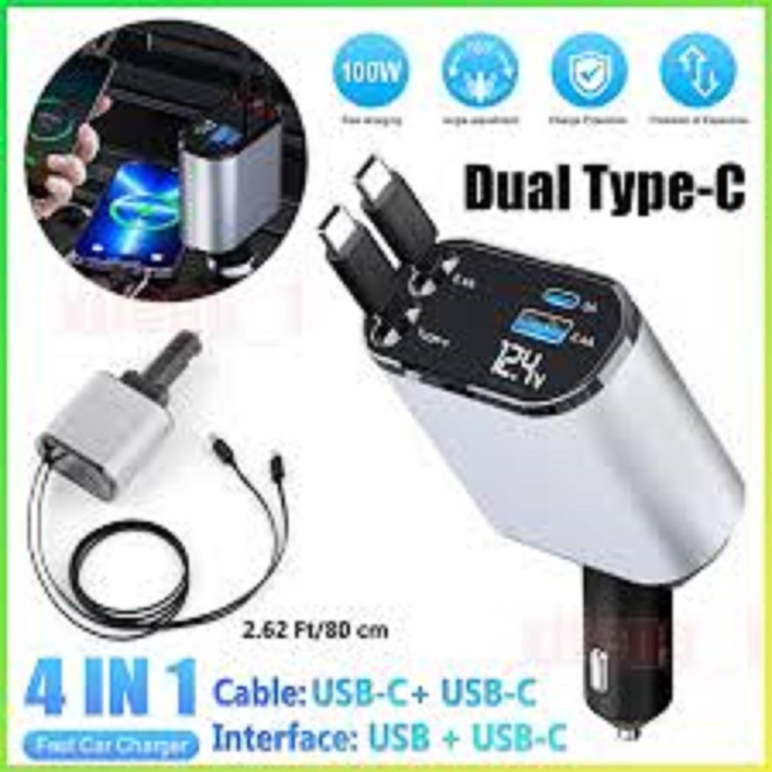 120 Volt Car Retractable Charger