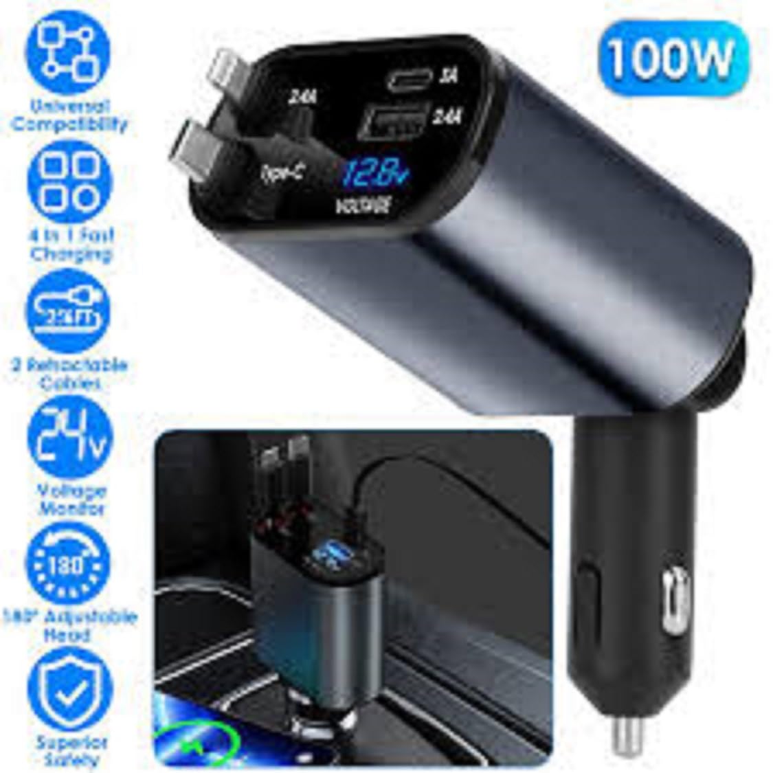 120 Volt Car Retractable Charger