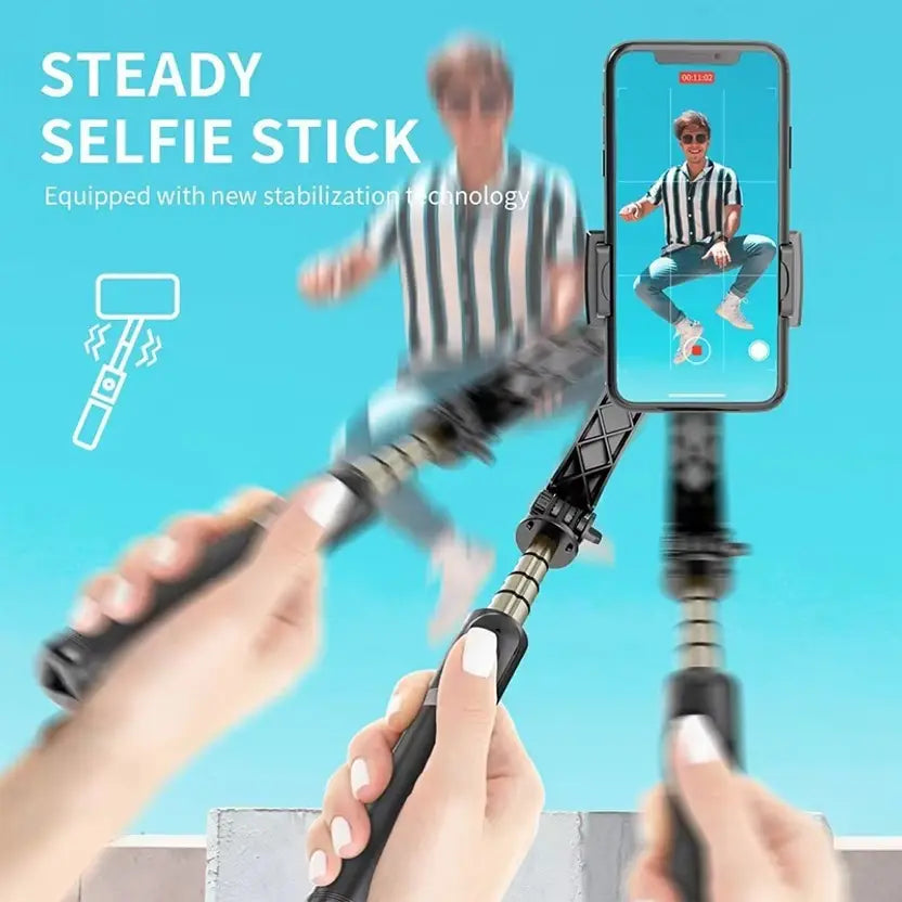 Q08 1-axis Gimbal Stabilizer 3-in-1 Extendable Selfie Stick Tripod-IVXI Single Gimbal for Mobile, Camera Single-Axis wireless Camera Stabilizer