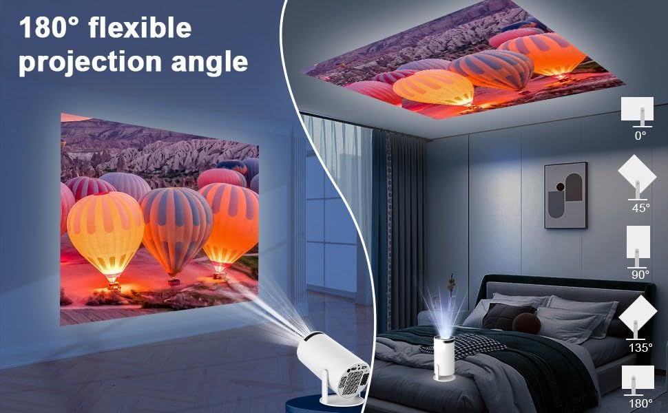 Andriod 5G Wifi Projector Home 4K Support With 4000Lm,1080P Smartphone Full Hd Portable Builtin Youtube Other Apps Auto Keystone 200″ Screen Compatible 4K Tv Stick (M9),White