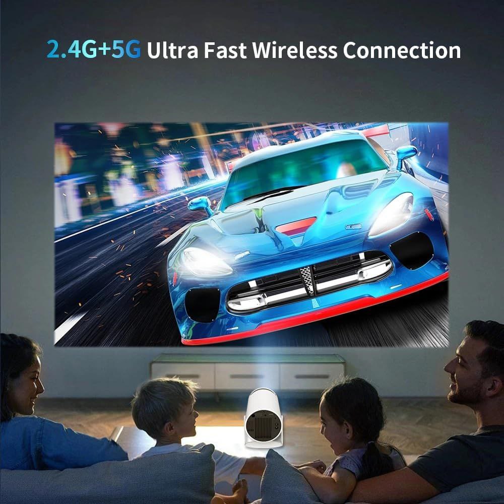 Andriod 5G Wifi Projector Home 4K Support With 4000Lm,1080P Smartphone Full Hd Portable Builtin Youtube Other Apps Auto Keystone 200″ Screen Compatible 4K Tv Stick (M9),White