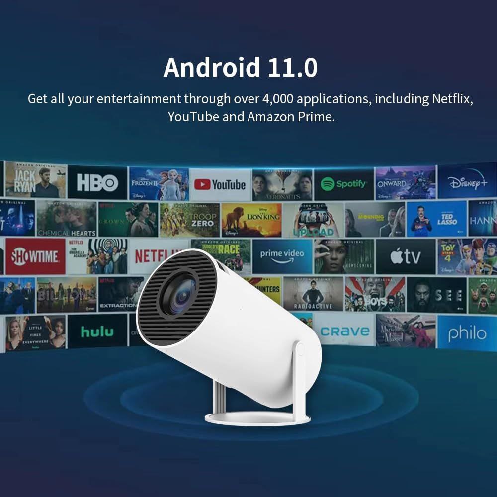 Andriod 5G Wifi Projector Home 4K Support With 4000Lm,1080P Smartphone Full Hd Portable Builtin Youtube Other Apps Auto Keystone 200″ Screen Compatible 4K Tv Stick (M9),White