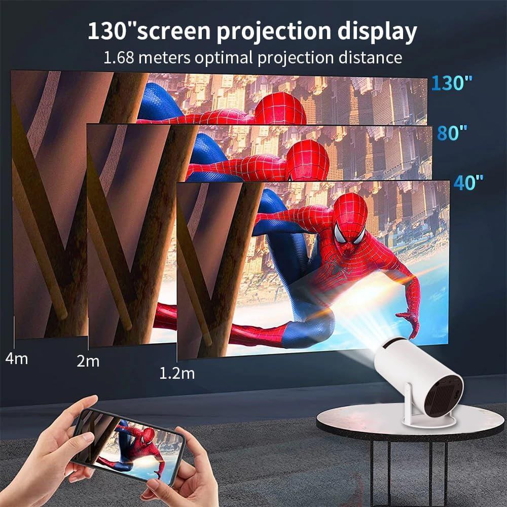 Andriod 5G Wifi Projector Home 4K Support With 4000Lm,1080P Smartphone Full Hd Portable Builtin Youtube Other Apps Auto Keystone 200″ Screen Compatible 4K Tv Stick (M9),White