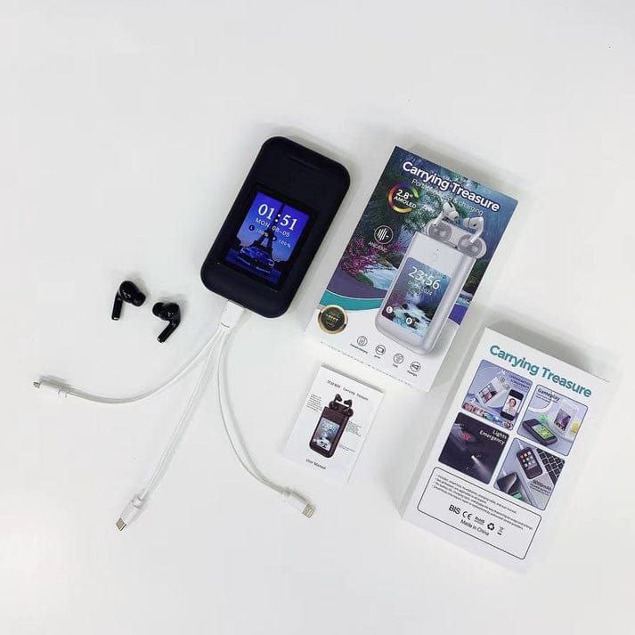 TF20 Pro âCarrying Treasureâ Wireless Earbuds with 2.8âł LED Display Charging Case â Custom Wallpaper, Power Bank & Bluetooth 5.3
