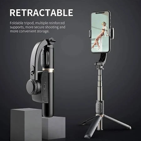 Q08 1-axis Gimbal Stabilizer 3-in-1 Extendable Selfie Stick Tripod-IVXI Single Gimbal for Mobile, Camera Single-Axis wireless Camera Stabilizer