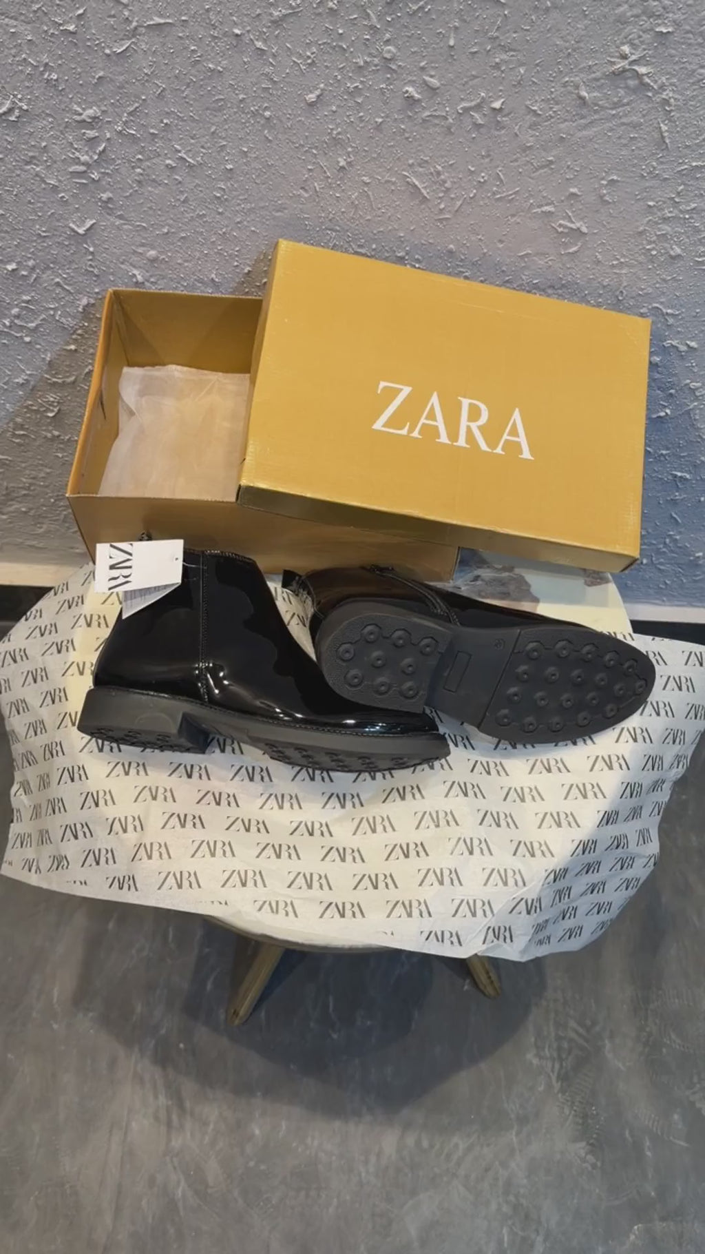 Zara Patent Zip Boots🖤🖤