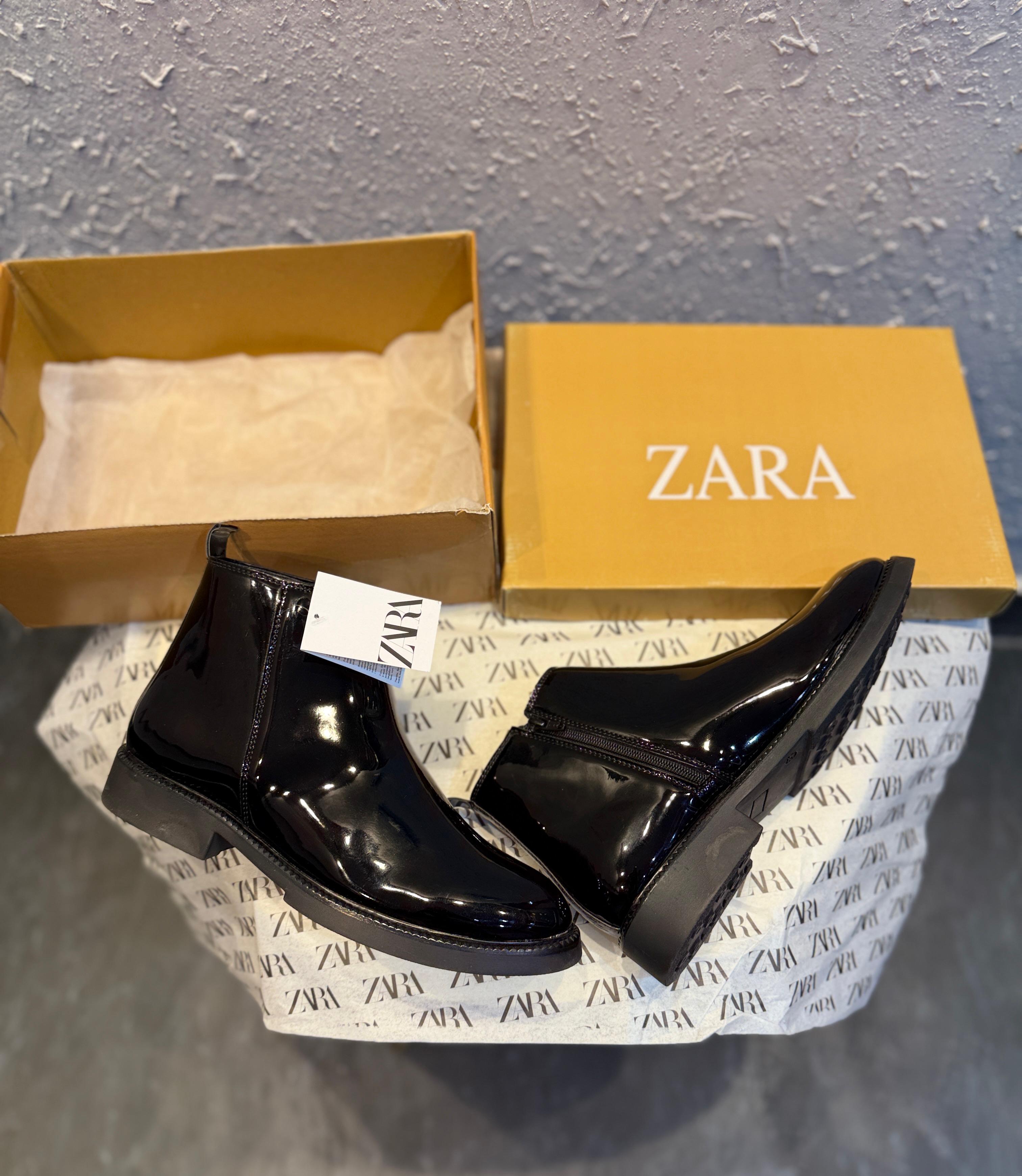 Zara Patent Zip Boots🖤🖤