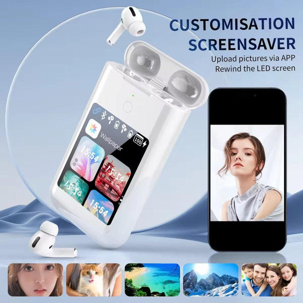 TF20 Pro “Carrying Treasure” Wireless Earbuds with 2.8″ LED Display Charging Case – Custom Wallpaper, Power Bank & Bluetooth 5.3