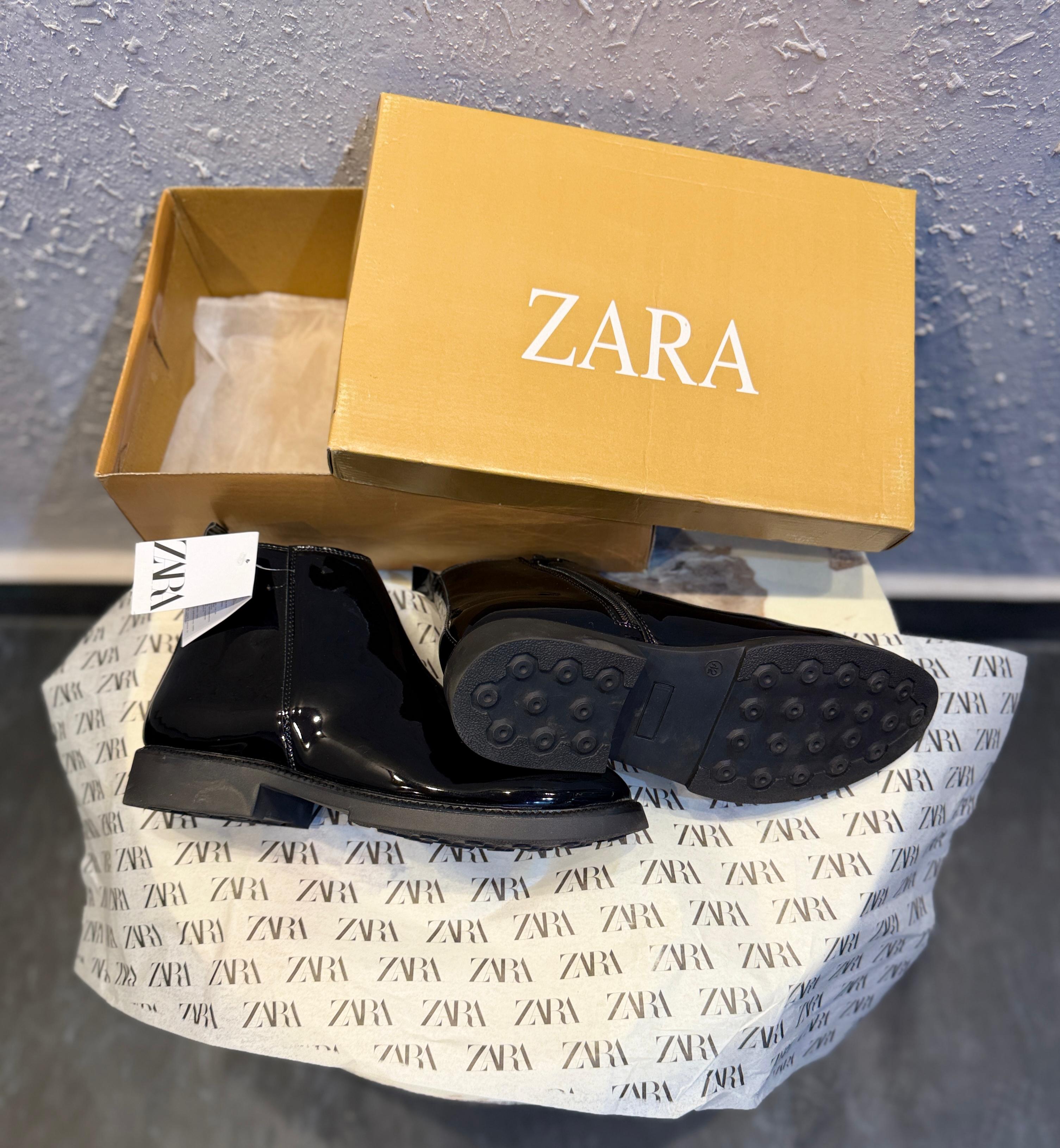 Zara Patent Zip Boots🖤🖤