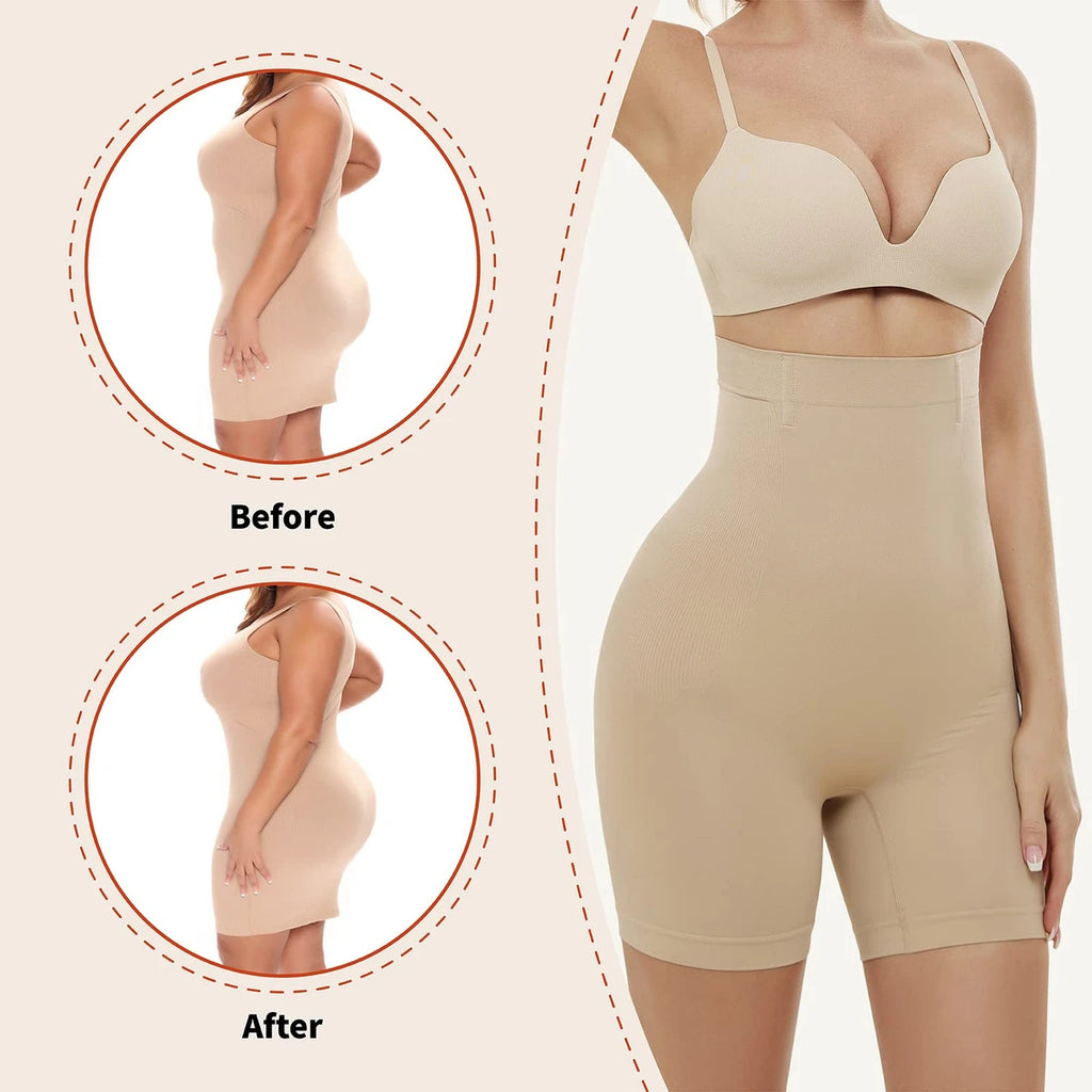 Shapewear for Women Tummy Control High Waisted Body Shorts Shapewear (Beige)
